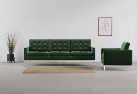 Florence - Florence Three Seater Sofa, Emerald Green Velvet