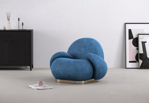 Palais - Palais Lounge Armchair, Aegean Blue Velvet