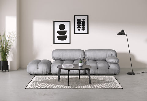 Belia - Belia Open End Sofa, Left, Light Gray Velvet