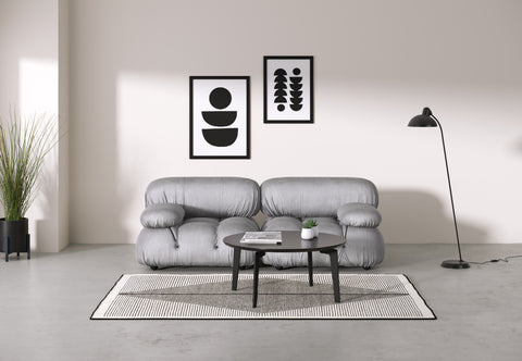 Belia - Belia Two Seater Sofa, Light Gray Velvet