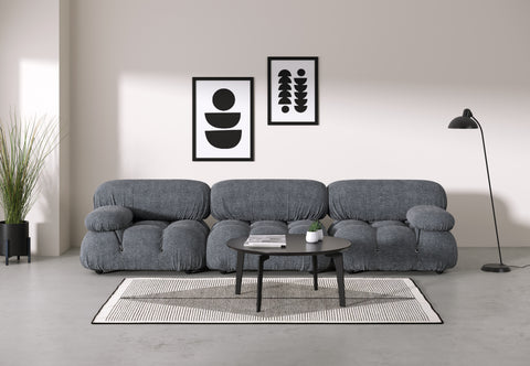 Belia - Belia Three Seater Sofa, Gray Boucle