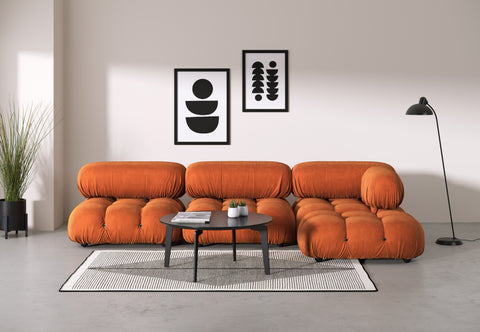 Belia - Belia Sectional, Right Chaise, Apricot Velvet