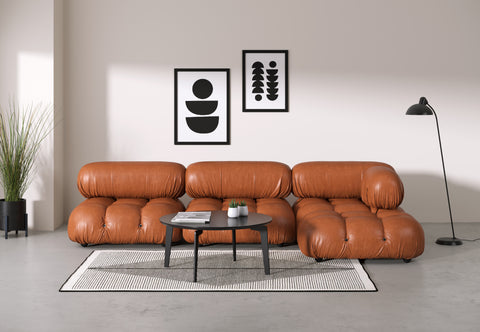 Belia - Belia Sectional, Right Chaise, Tan Premium Leather